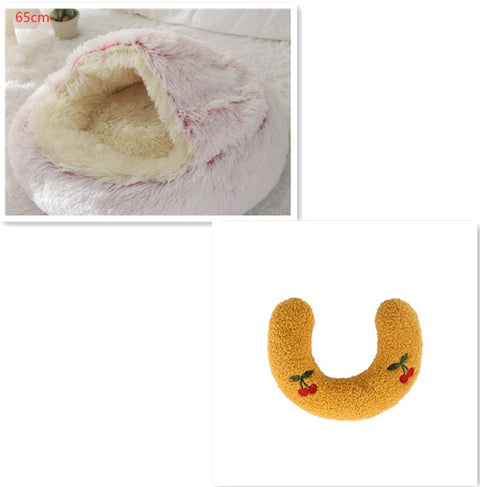 2-in-1 Dog & Cat Round Plush Bed
