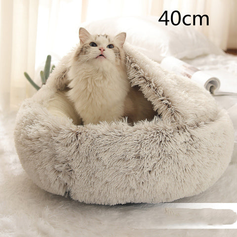 2-in-1 Dog & Cat Round Plush Bed