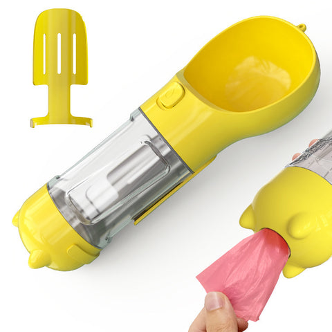Portable 3-in-1 Pet Water Bottle with Feeder Bowl & Garbage Bag