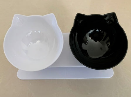 Inclined Cat Ear Food Bowl with Oblique Mouth