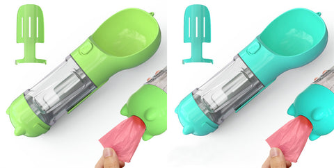 Portable 3-in-1 Pet Water Bottle with Feeder Bowl & Garbage Bag