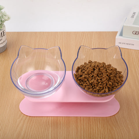 Inclined Cat Ear Food Bowl with Oblique Mouth