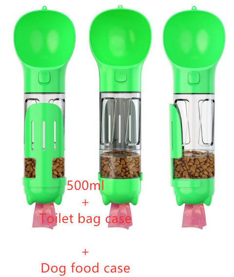 Portable 3-in-1 Pet Water Bottle with Feeder Bowl & Garbage Bag