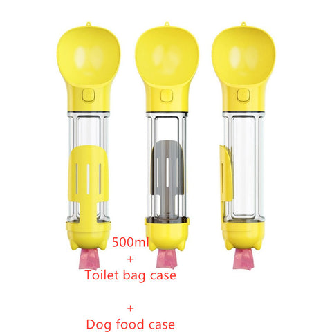 Portable 3-in-1 Pet Water Bottle with Feeder Bowl & Garbage Bag