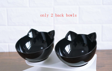 Inclined Cat Ear Food Bowl with Oblique Mouth