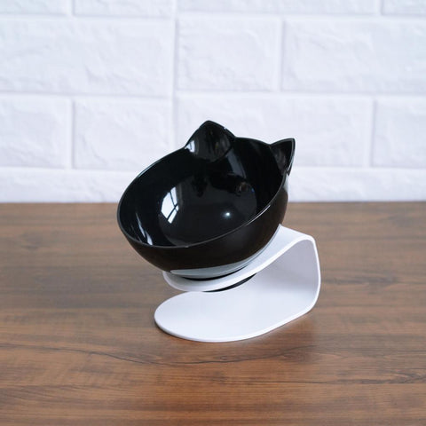 Inclined Cat Ear Food Bowl with Oblique Mouth