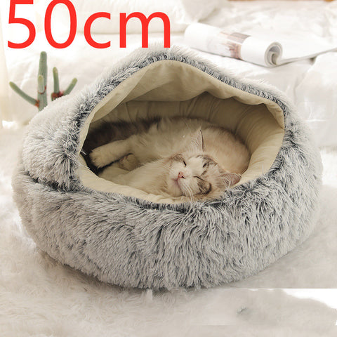 2-in-1 Dog & Cat Round Plush Bed