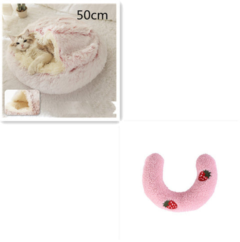 2-in-1 Dog & Cat Round Plush Bed