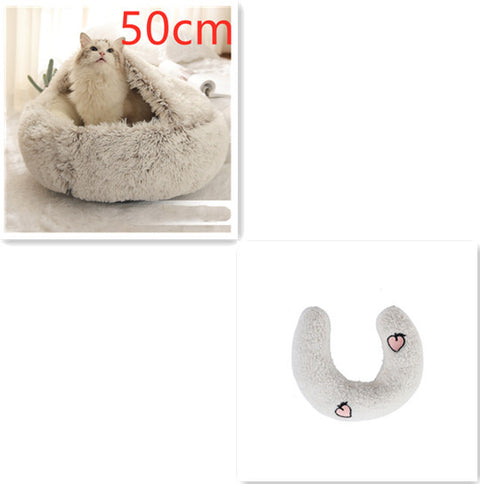 2-in-1 Dog & Cat Round Plush Bed