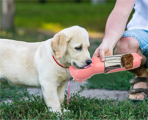 Portable 3-in-1 Pet Water Bottle with Feeder Bowl & Garbage Bag