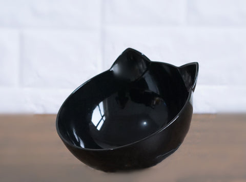 Inclined Cat Ear Food Bowl with Oblique Mouth