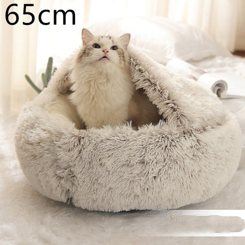 2-in-1 Dog & Cat Round Plush Bed