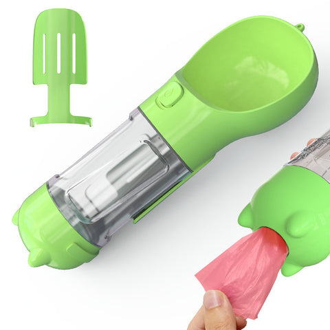 Portable 3-in-1 Pet Water Bottle with Feeder Bowl & Garbage Bag