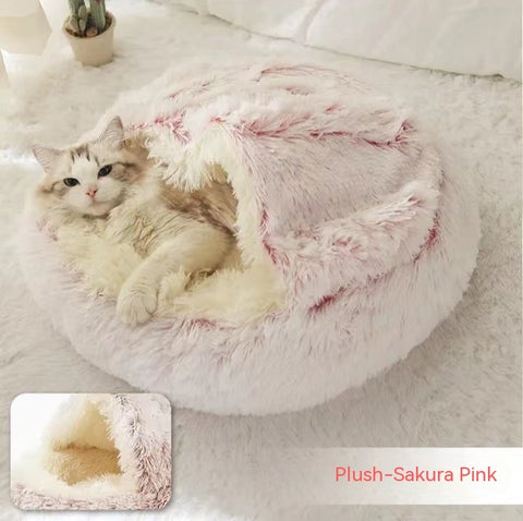 2-in-1 Dog & Cat Round Plush Bed