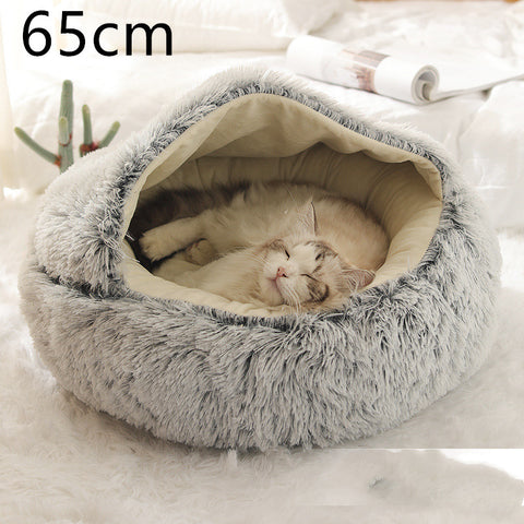 2-in-1 Dog & Cat Round Plush Bed