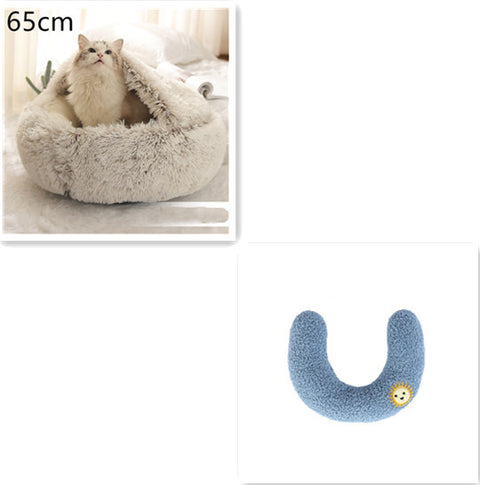 2-in-1 Dog & Cat Round Plush Bed