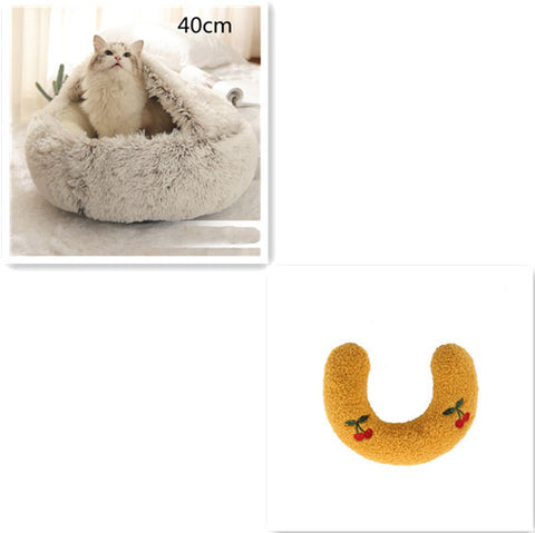 2-in-1 Dog & Cat Round Plush Bed
