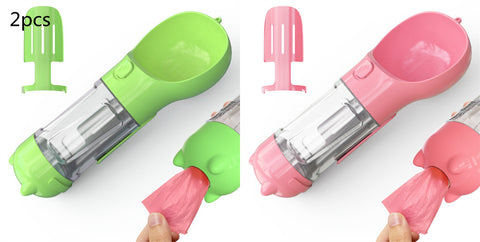 Portable 3-in-1 Pet Water Bottle with Feeder Bowl & Garbage Bag