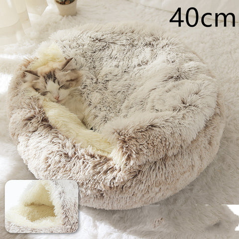 2-in-1 Dog & Cat Round Plush Bed