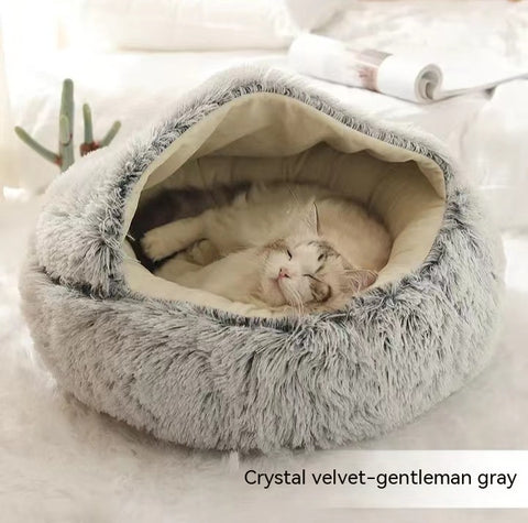 2-in-1 Dog & Cat Round Plush Bed