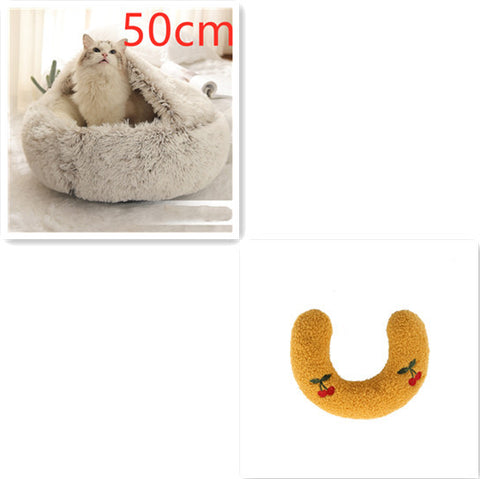 2-in-1 Dog & Cat Round Plush Bed