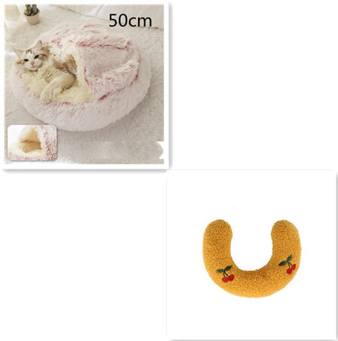 2-in-1 Dog & Cat Round Plush Bed