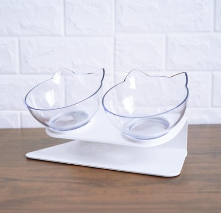 Inclined Cat Ear Food Bowl with Oblique Mouth