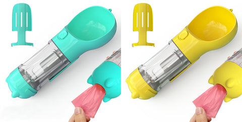 Portable 3-in-1 Pet Water Bottle with Feeder Bowl & Garbage Bag
