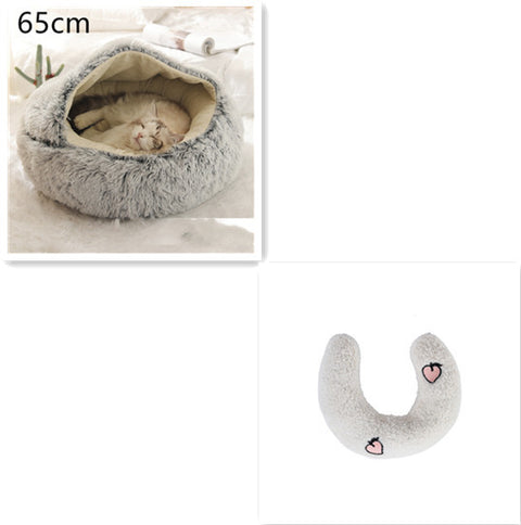 2-in-1 Dog & Cat Round Plush Bed
