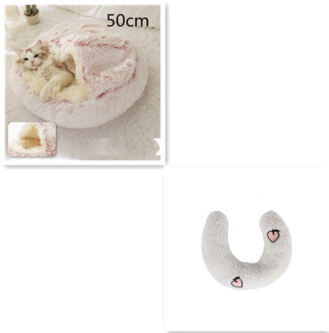2-in-1 Dog & Cat Round Plush Bed