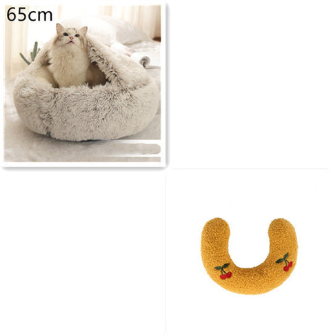2-in-1 Dog & Cat Round Plush Bed