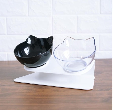 Inclined Cat Ear Food Bowl with Oblique Mouth