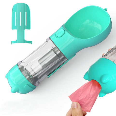 Portable 3-in-1 Pet Water Bottle with Feeder Bowl & Garbage Bag