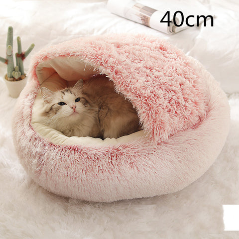 2-in-1 Dog & Cat Round Plush Bed