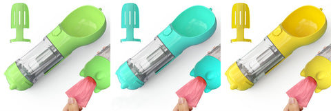 Portable 3-in-1 Pet Water Bottle with Feeder Bowl & Garbage Bag