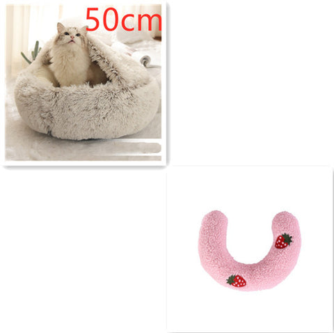 2-in-1 Dog & Cat Round Plush Bed
