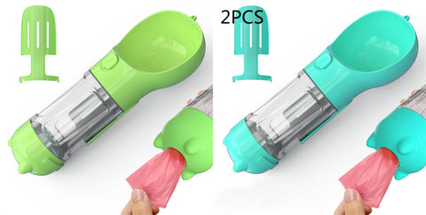Portable 3-in-1 Pet Water Bottle with Feeder Bowl & Garbage Bag