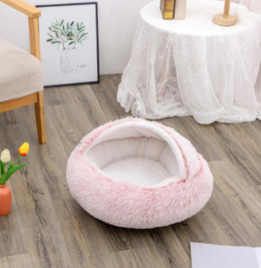 2-in-1 Dog & Cat Round Plush Bed
