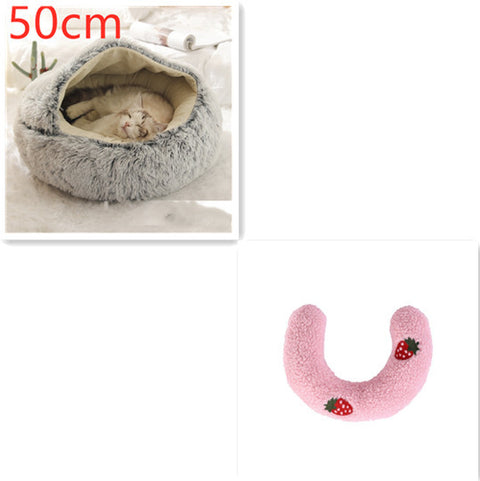 2-in-1 Dog & Cat Round Plush Bed