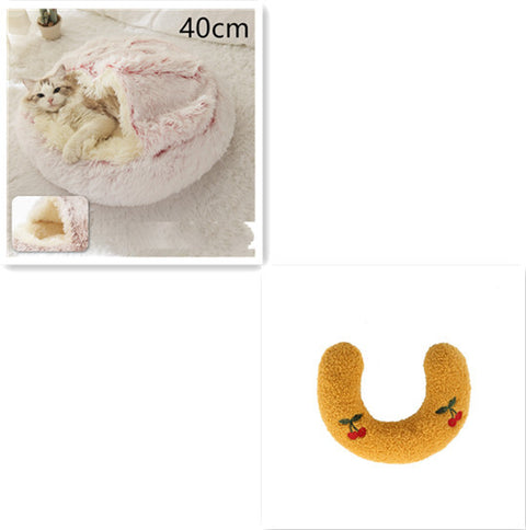 2-in-1 Dog & Cat Round Plush Bed
