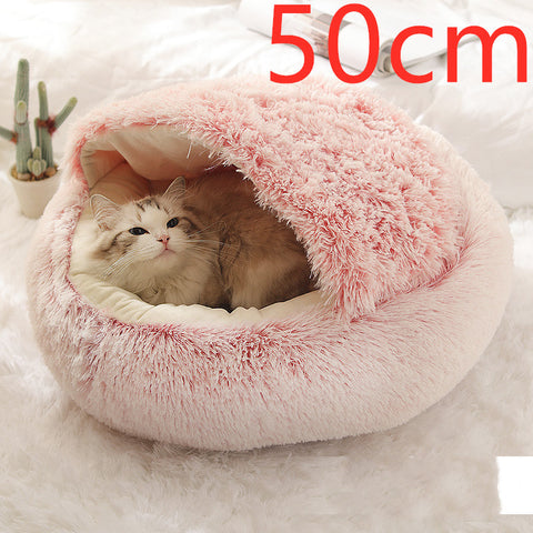 2-in-1 Dog & Cat Round Plush Bed
