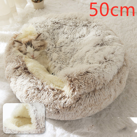 2-in-1 Dog & Cat Round Plush Bed