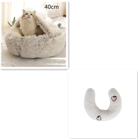 2-in-1 Dog & Cat Round Plush Bed