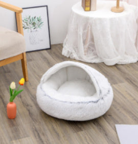 2-in-1 Dog & Cat Round Plush Bed