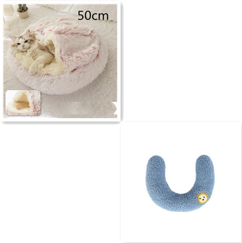2-in-1 Dog & Cat Round Plush Bed
