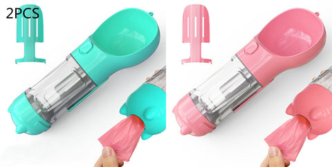Portable 3-in-1 Pet Water Bottle with Feeder Bowl & Garbage Bag