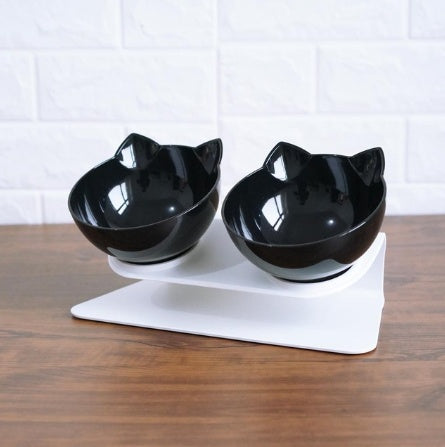 Inclined Cat Ear Food Bowl with Oblique Mouth