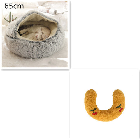 2-in-1 Dog & Cat Round Plush Bed