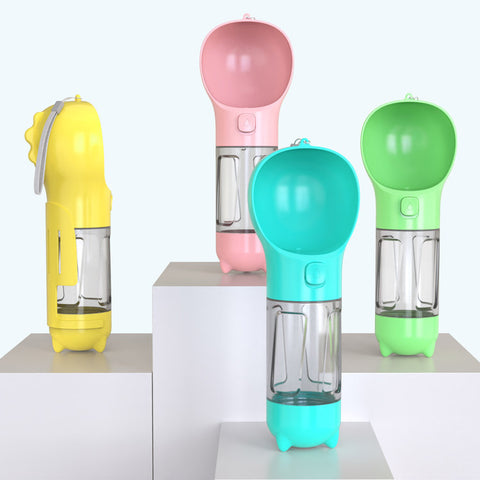 Portable 3-in-1 Pet Water Bottle with Feeder Bowl & Garbage Bag