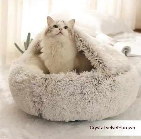 2-in-1 Dog & Cat Round Plush Bed
